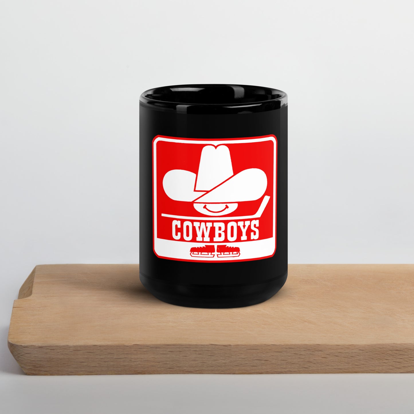 Calgary Cowboys Hockey WHA Black Glossy Mug