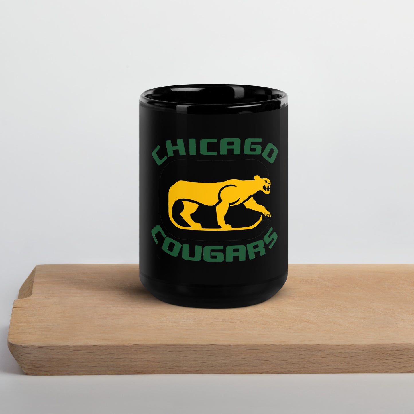Chicago Cougars Hockey WHA Black Glossy Mug